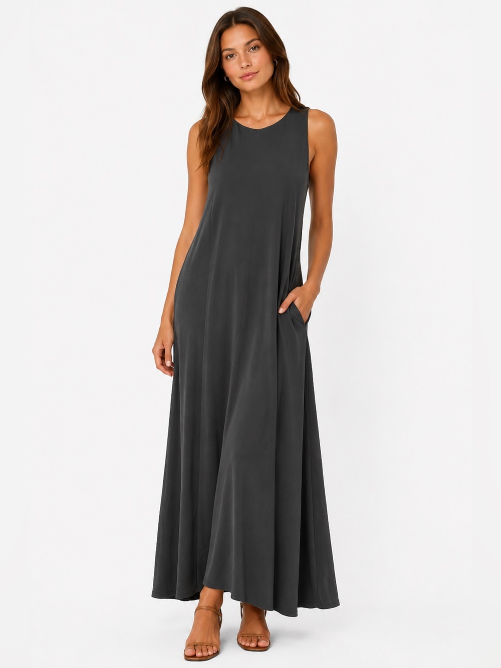 NWT | Krisa | Sleeveless Maxi Dress | Gray | Various Sizes